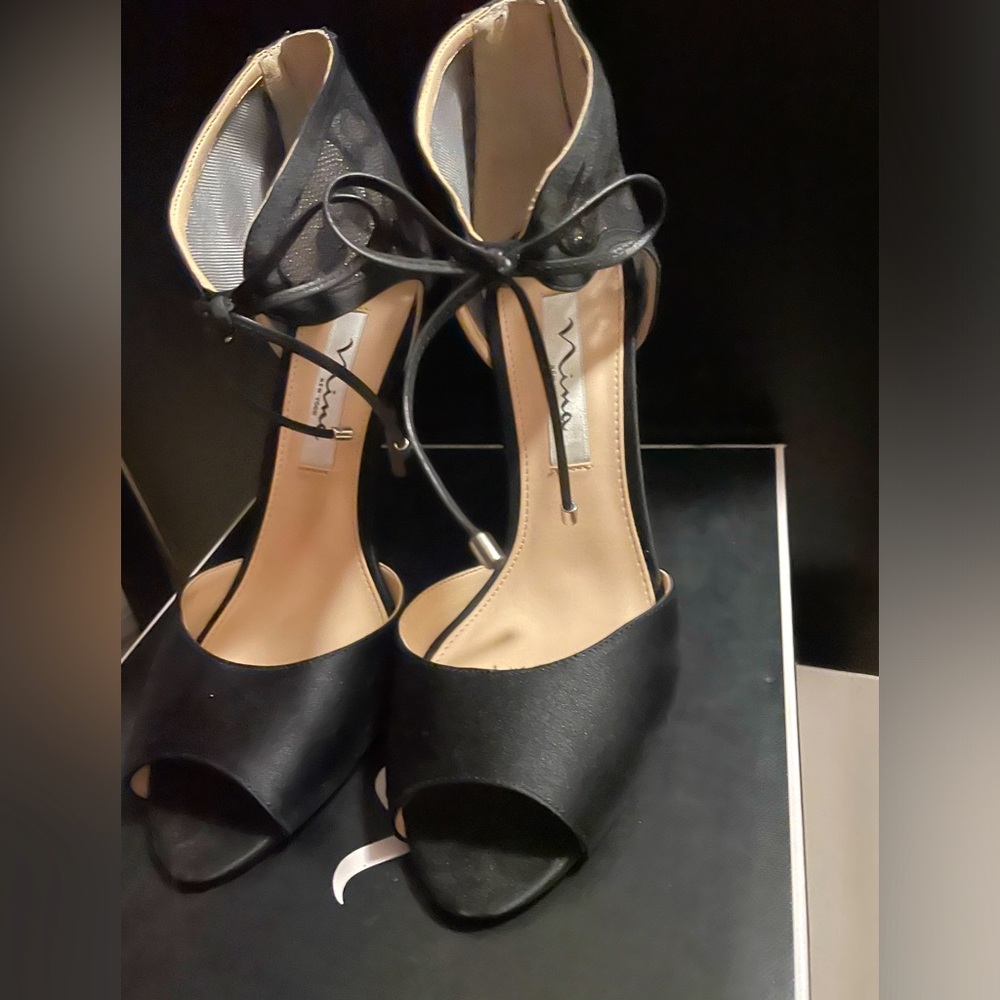 Nina New York “Milani” lace open toe heels
